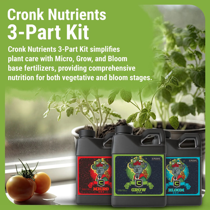 3-Part Base Kit | Micro, Grow, Bloom Cronk Nutrients