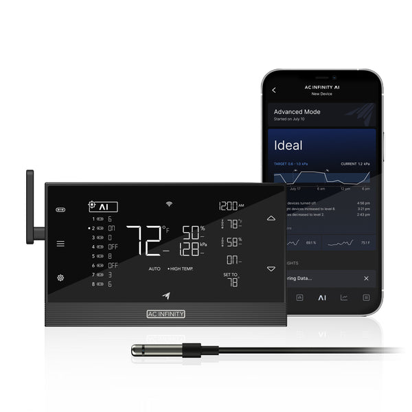 CONTROLLER AI+ Environmental Controller, AI-Powered Learning and Dynamic Level Adjusting for UIS and Third-Party Devices, Dual-Zone VPD, Temperature and Humidity, Bluetooth + WiFi App